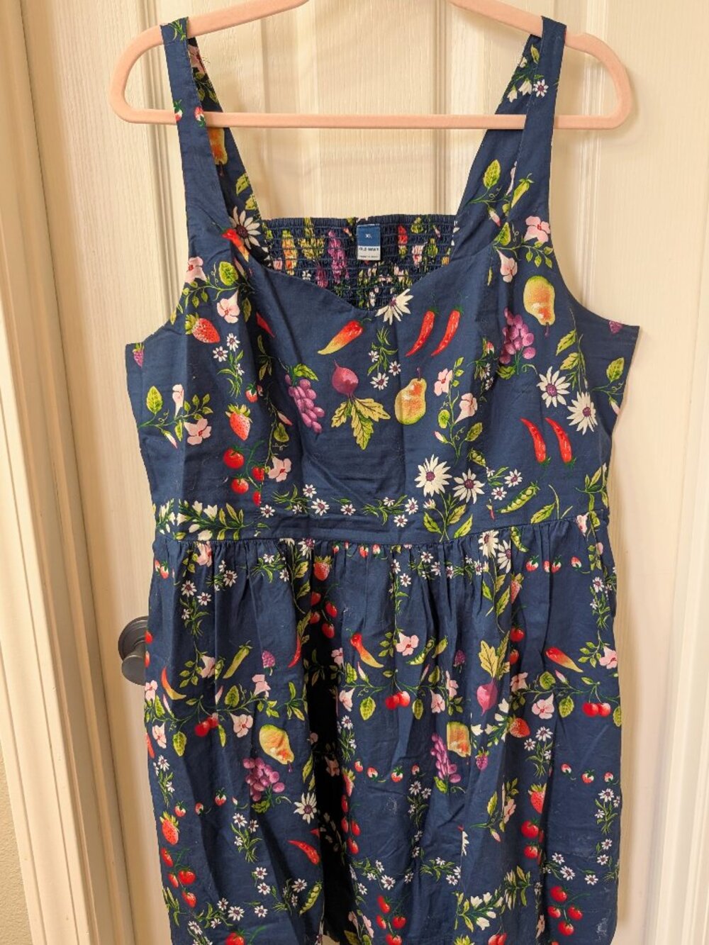 Navy Vegetable Print Dress with Pockets Old Navy Size XL
